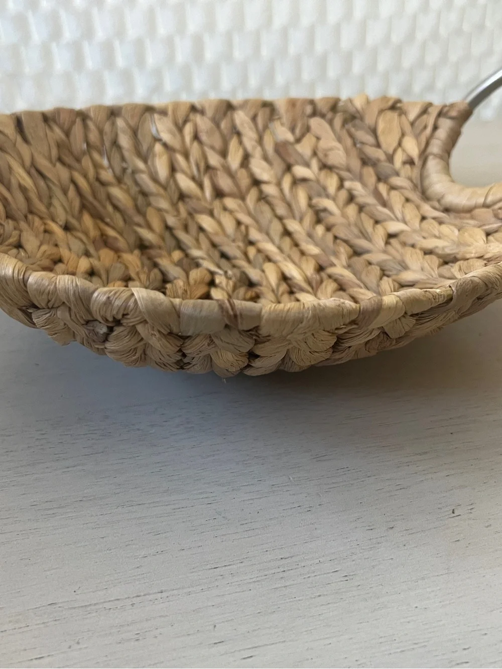 Woven Seagrass Serving Tray with Metal Handles - Natural